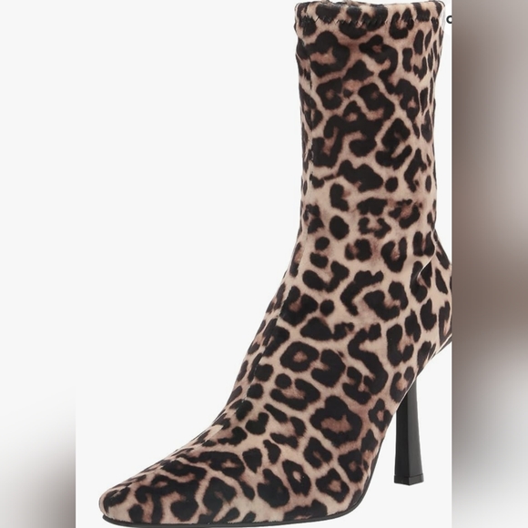 Steve Madden Vatay high heel Leopard zip boot Velvet Stretch Animal FALL NEW HOT - Picture 4 of 9